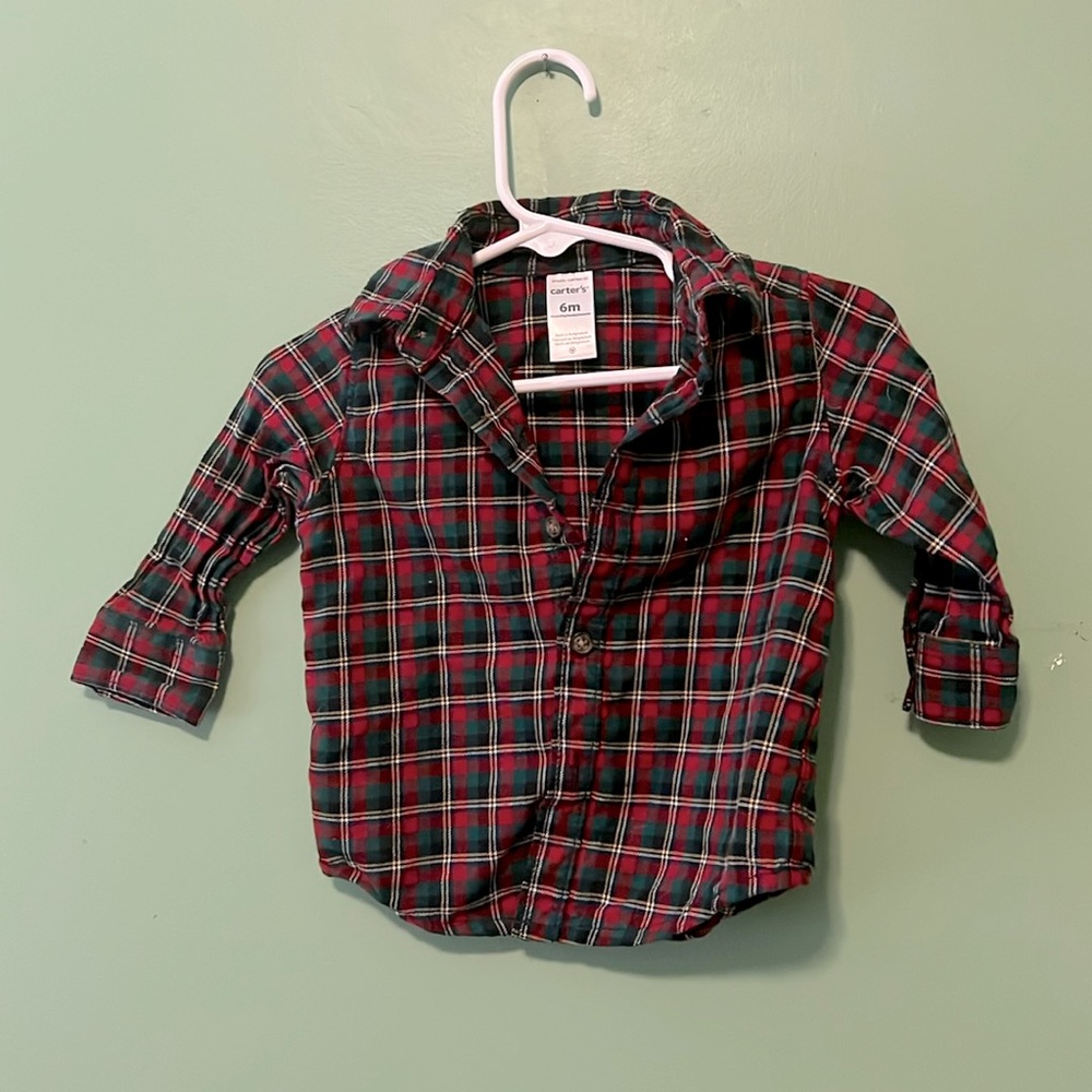 6m plaid button down shirt- worn one time